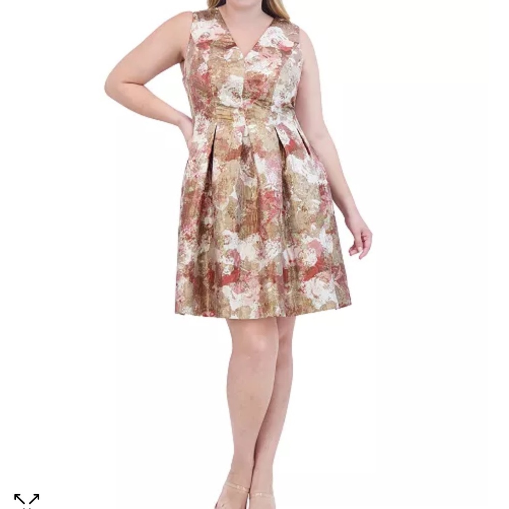 Vince Camuto  fit and flare bronze cream dress NWT